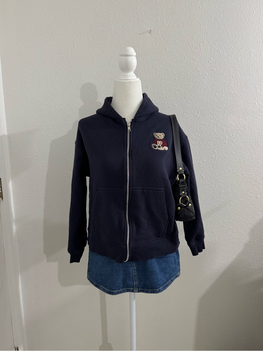 Navy blue zip up sweater